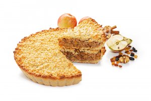 Песочный пирог с яблоком, изюмом, орехом и корицей